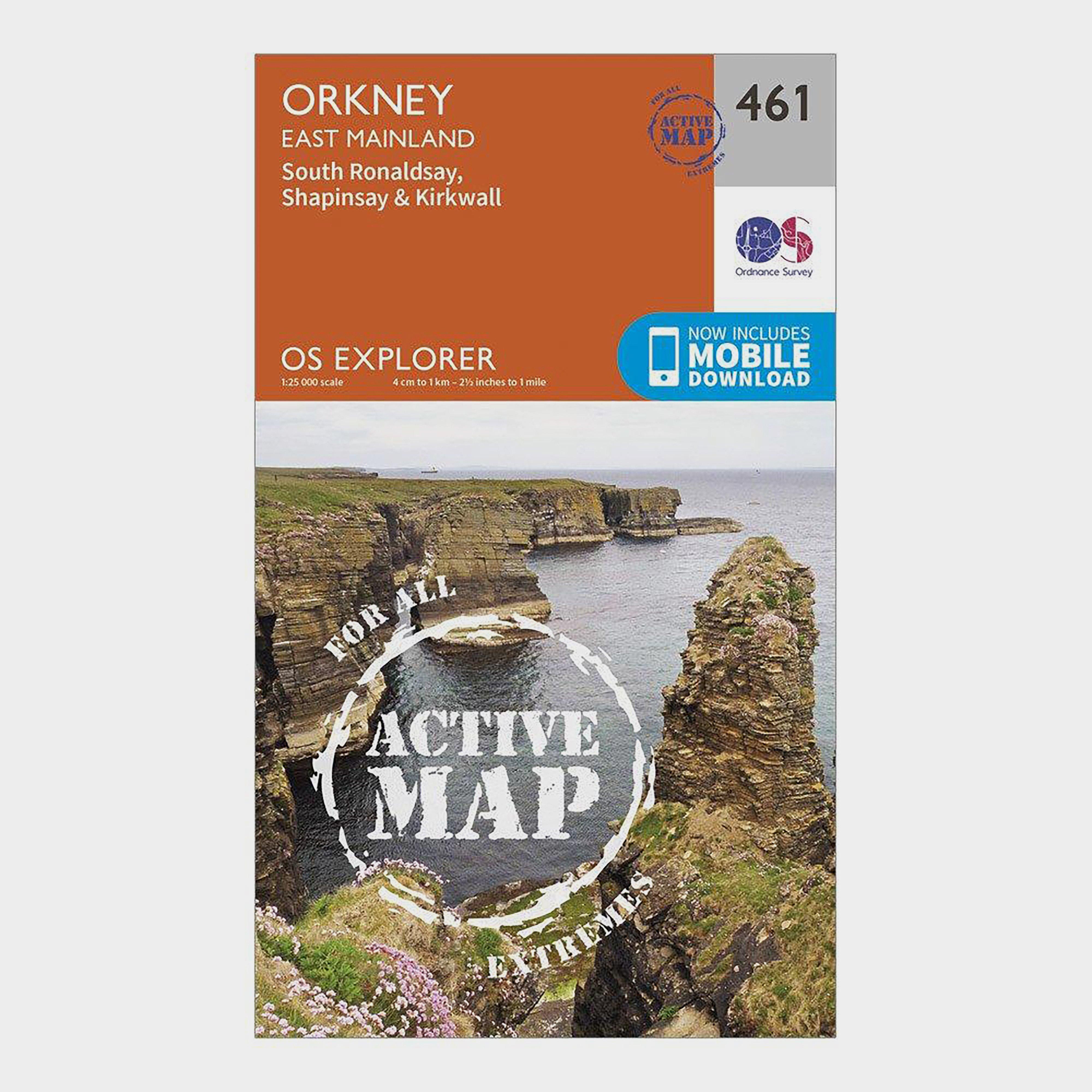 Image of Ordnance Survey Explorer Active 461 Orkney - East Mainland Map With Digital Version - Orange, Orange