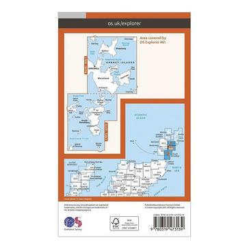 Orange Ordnance Survey Explorer Active 461 Orkney - East Mainland Map With Digital Version