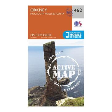 Orange Ordnance Survey Explorer Active 462 Orkney - Hoy, South Walls & Flotta Map With Digital Version