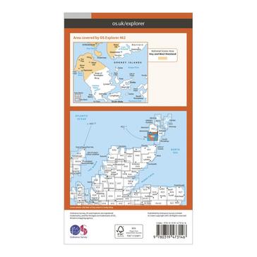 Orange Ordnance Survey Explorer Active 462 Orkney - Hoy, South Walls & Flotta Map With Digital Version