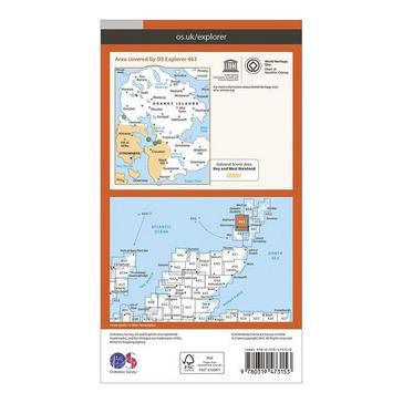 Orange Ordnance Survey Explorer Active 463 Orkney - West Mainland Map With Digital Version