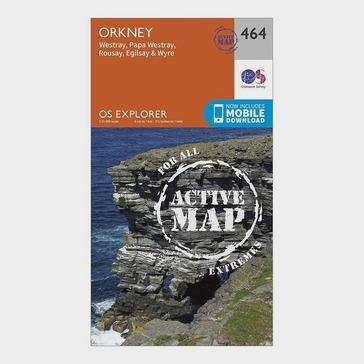 Orange Ordnance Survey Explorer Active 464 Orkney - Westray, Papa Westray, Rousay, Egilsay & Wyre Map With Digital Version