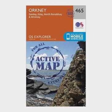 Orange Ordnance Survey Explorer Active 465 Orkney - Sanday, Eday, North Ronaldsay & Stronsay Map With Digital Version