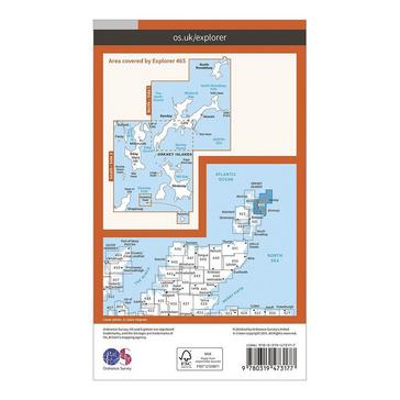 Orange Ordnance Survey Explorer Active 465 Orkney - Sanday, Eday, North Ronaldsay & Stronsay Map With Digital Version