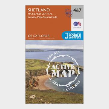 Orange Ordnance Survey Explorer Active 467 Shetland - Mainland Central Map With Digital Version