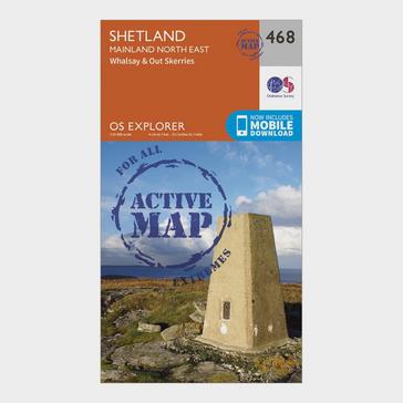 Orange Ordnance Survey Explorer Active 468 Shetland - Mainland North East Map With Digital Version