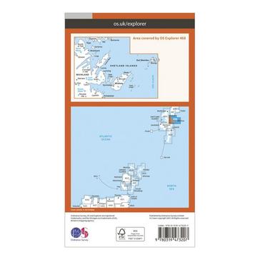 Orange Ordnance Survey Explorer Active 468 Shetland - Mainland North East Map With Digital Version