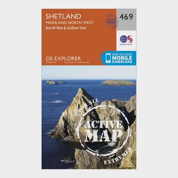 Orange Ordnance Survey Explorer Active 469 Shetland - Mainland North West Map With Digital Version