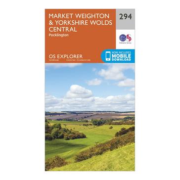 Orange Ordnance Survey Explorer 294 Market Weighton & Yorkshire Wolds Central Map With Digital Version