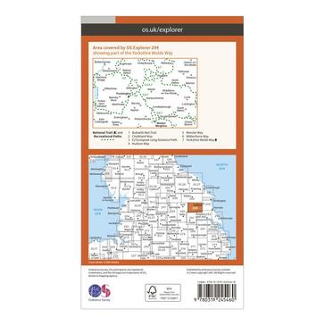 Orange Ordnance Survey Explorer 294 Market Weighton & Yorkshire Wolds Central Map With Digital Version