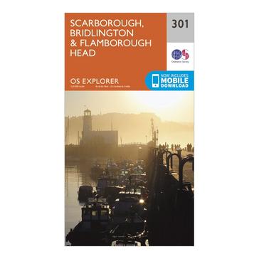 Orange Ordnance Survey Explorer 301 Scarborough, Bridlington & Flamborough Head Map With Digital Version