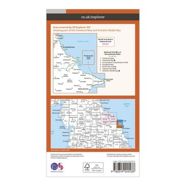 Orange Ordnance Survey Explorer 301 Scarborough, Bridlington & Flamborough Head Map With Digital Version