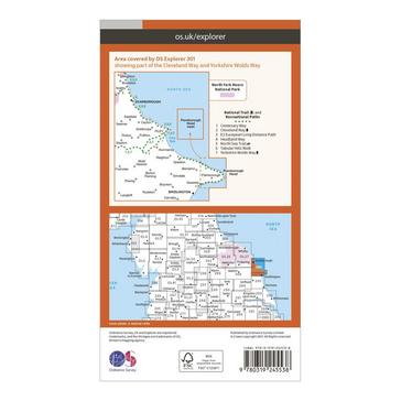Orange Ordnance Survey Explorer 301 Scarborough, Bridlington & Flamborough Head Map With Digital Version