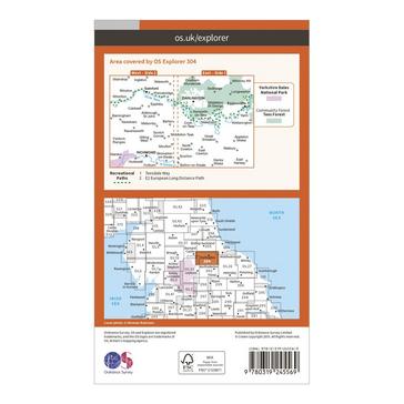Orange Ordnance Survey Explorer 304 Darlington & Richmond Map With Digital Version