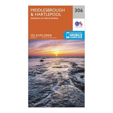 Orange Ordnance Survey Explorer 306 Middlesbrough & Hartlepool Map With Digital Version