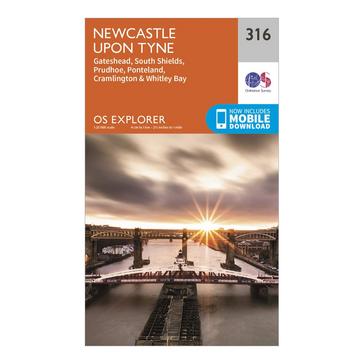 Orange Ordnance Survey Explorer 316 Newcastle upon Tyne Map With Digital Version