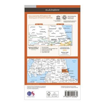 Orange Ordnance Survey Explorer 316 Newcastle upon Tyne Map With Digital Version