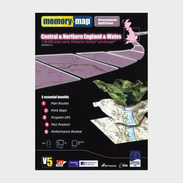 Black Memory Map Central & Northern England & Wales GPS Maps image 1