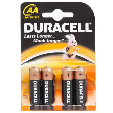 Black Duracell Plus Power AA Batteries - 4 Pack