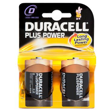 Black Duracell Plus Power D2 Batteries 2 Pack