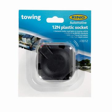 Black Ring 12N 7 Pin Plastic Socket with Fog Cut Out (A0012)