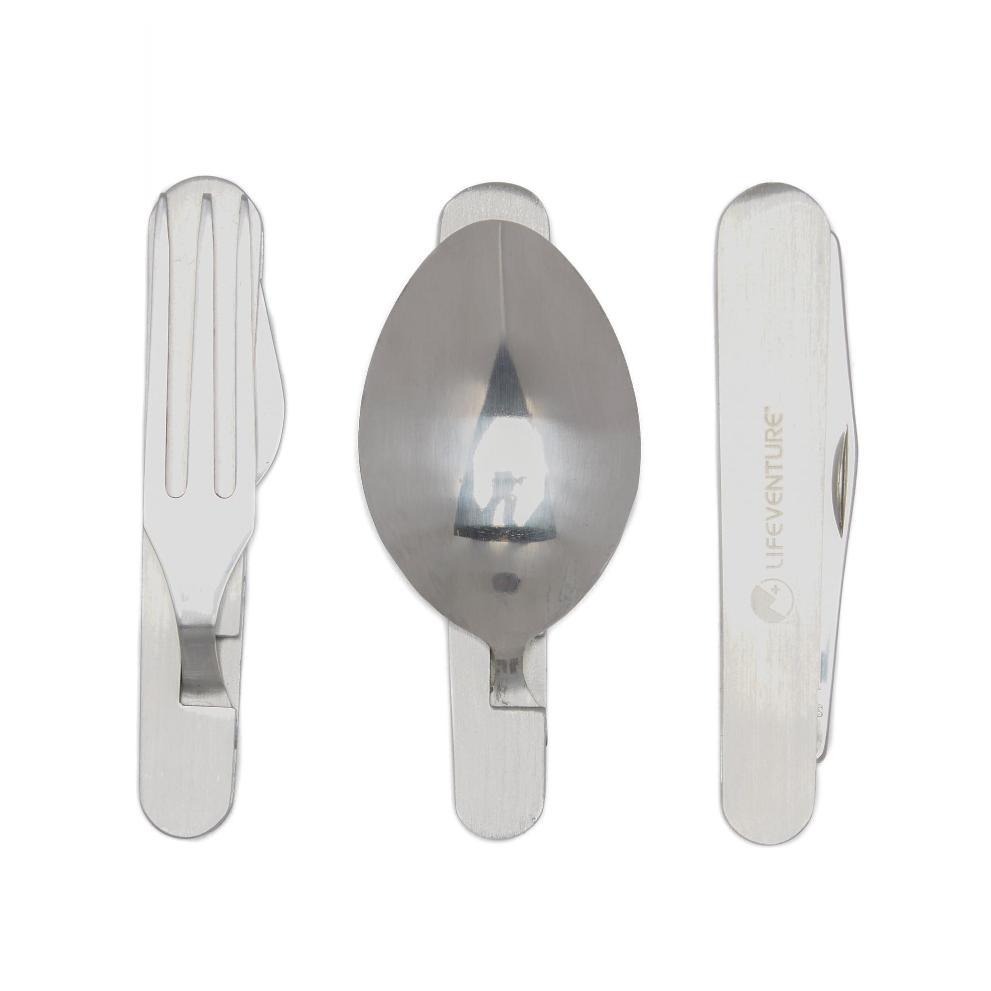 Lifeventure Lifeventure Knife, Fork, Spoon - Folding Cutlery Set - Silver, Silver Lifeventure Lifeventure Knife, Fork, Spoon - Folding Cutlery Set - Silver, Silver