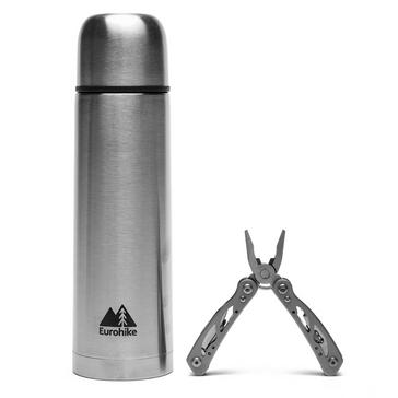 Silver Eurohike 0.5 Litre Flask and Multi Tool