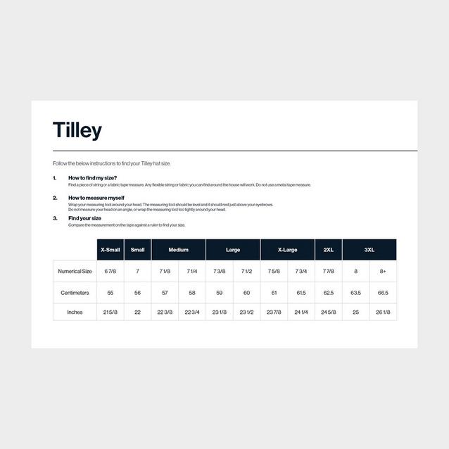 Tilley cheap size chart