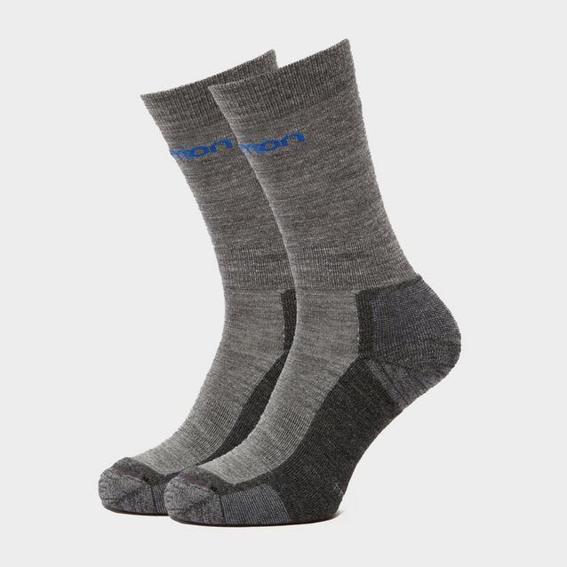 2 Pack SALOMON Merino Wool Hiking Walking Outdoor Socks Lge Grey UK 8 9 10 NEW 