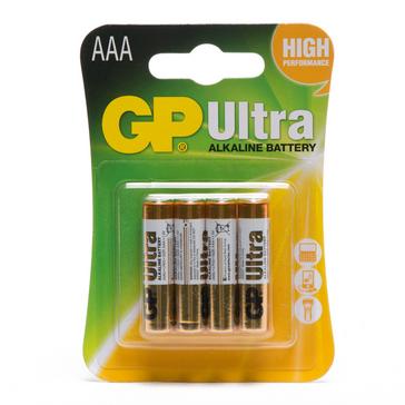 Yellow GP Batteries Ultra Alkaline AAA 4 Pack