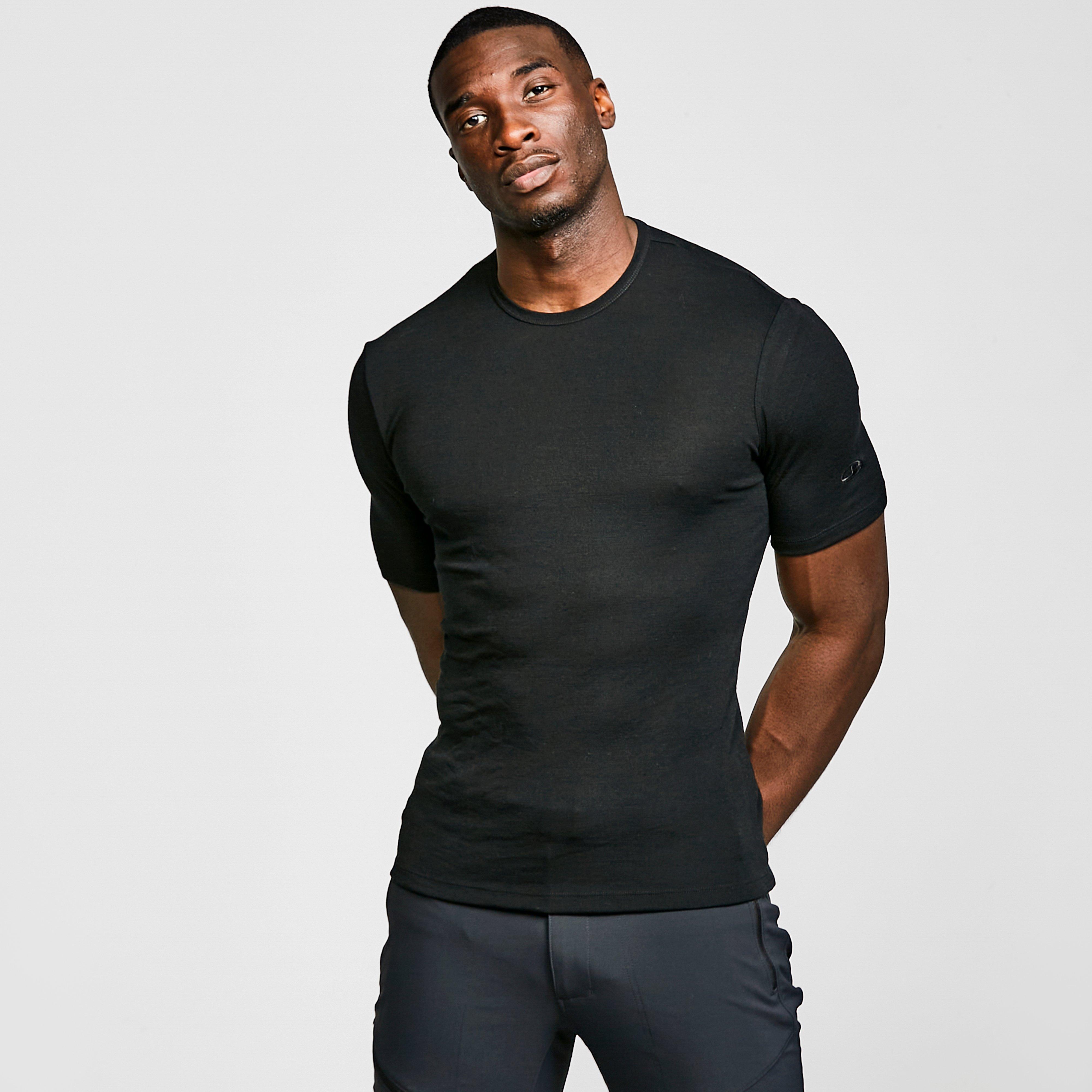 Image of Icebreaker Men's Merino 175 Everyday Short Sleeve Crewe T-Shirt - Black/Black, Black/Black