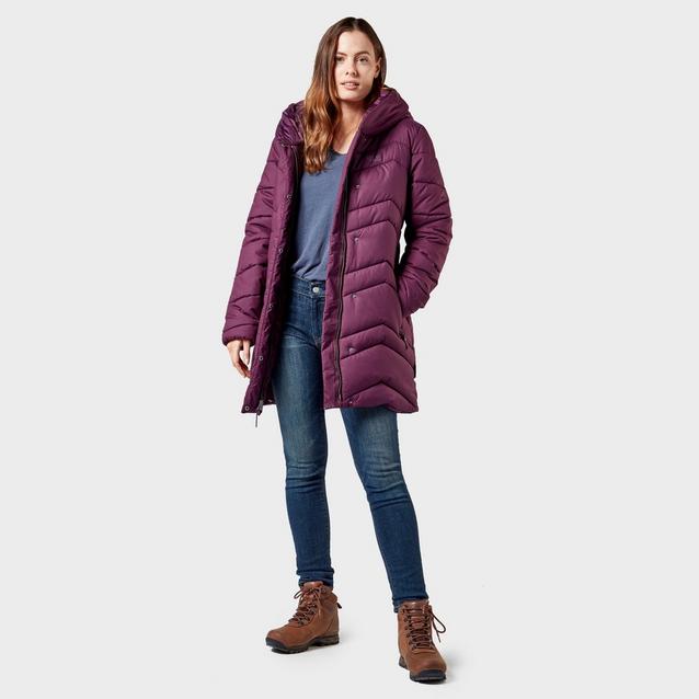 Trespass womens homely padded hooded long jacket clearance navy