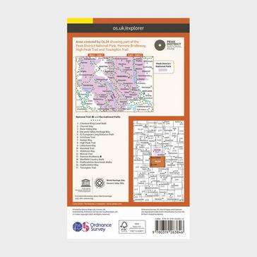 Orange Ordnance Survey Explorer OL24 The Peak District With Digital Version