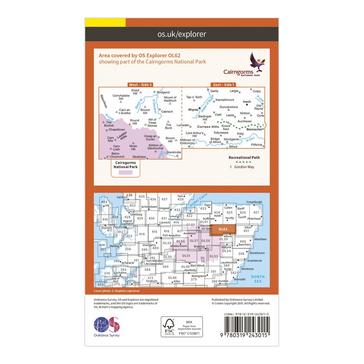 Orange Ordnance Survey Explorer OL62 Coreen Hills & Glenlivet Map With Digital Version