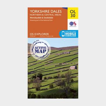 Orange Ordnance Survey OL 30 Explorer Yorkshire Dales - Northern & Central Area Active Map