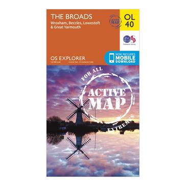 Orange Ordnance Survey Explorer Active OL40 The Broads Map With Digital Version