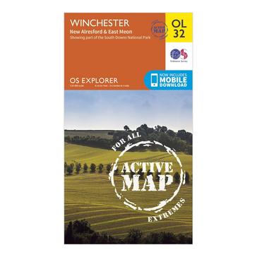 Orange Ordnance Survey Explorer Active OL 32 Winchester, New Alresford & East Meon Map