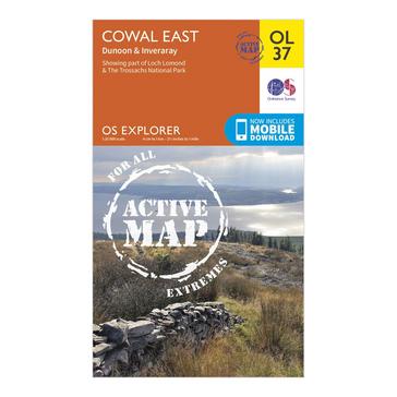 Orange Ordnance Survey Explorer Active OL37 Cowal East Dunoon & Inveraray Map With Digital Version