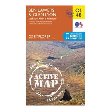 Orange Ordnance Survey Explorer Active OL48 Ben Lawers & Glen Lyon Map With Digital Version