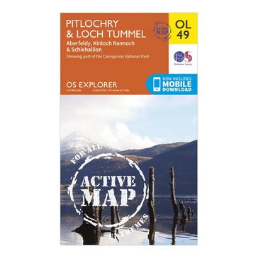 Orange Ordnance Survey Explorer Active OL49 Pitlochry & Loch Tummel Map With Digital Version