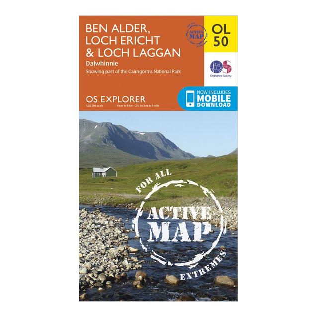 Orange Ordnance Survey Explorer Active OL50 Ben Alder, Loch Ericht & Loch Laggan Map With Digital Version image 1