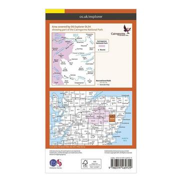 Orange Ordnance Survey Explorer Active OL54 Glen Esk & Glen Tanar Map With Digital Version