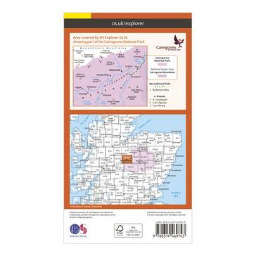 Orange Ordnance Survey Explorer Active OL56 Badenoch & Strathspey Map With Digital Version