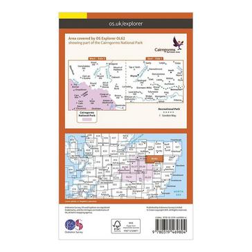 Orange Ordnance Survey Explorer Active OL62 Coreen Hills & Glenlivet Map With Digital Version
