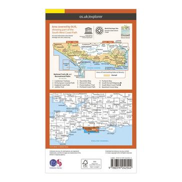 Orange Ordnance Survey Explorer OL 15 Purbeck and South Dorset