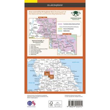 Orange Ordnance Survey Explorer OL2 Yorkshire Dales - Southern & Western Areas Map With Digital Version