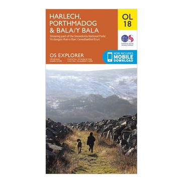 Orange Ordnance Survey Explorer OL18 Harlech, Porthmadog & Bala Map With Digital Version