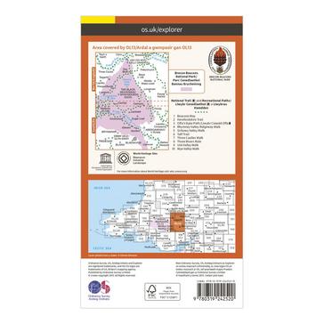 Orange Ordnance Survey Explorer OL13 Brecon Beacons National Park - Eastern Area Map With Digital Version