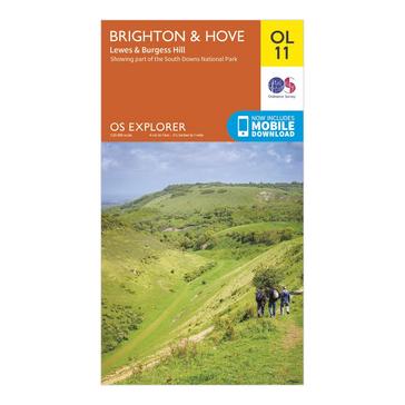 Orange Ordnance Survey Explorer OL11 Brighton & Hove Map With Digital Version