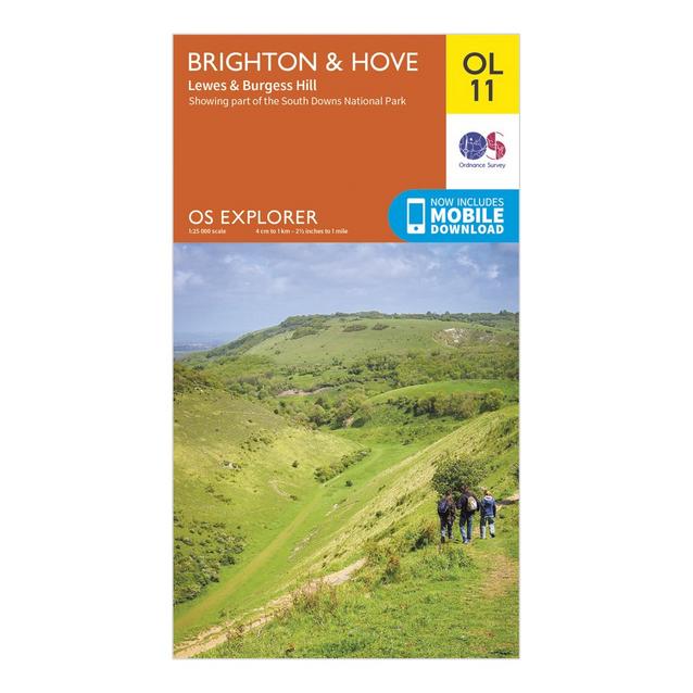 Orange Ordnance Survey Explorer OL11 Brighton & Hove Map With Digital Version image 1